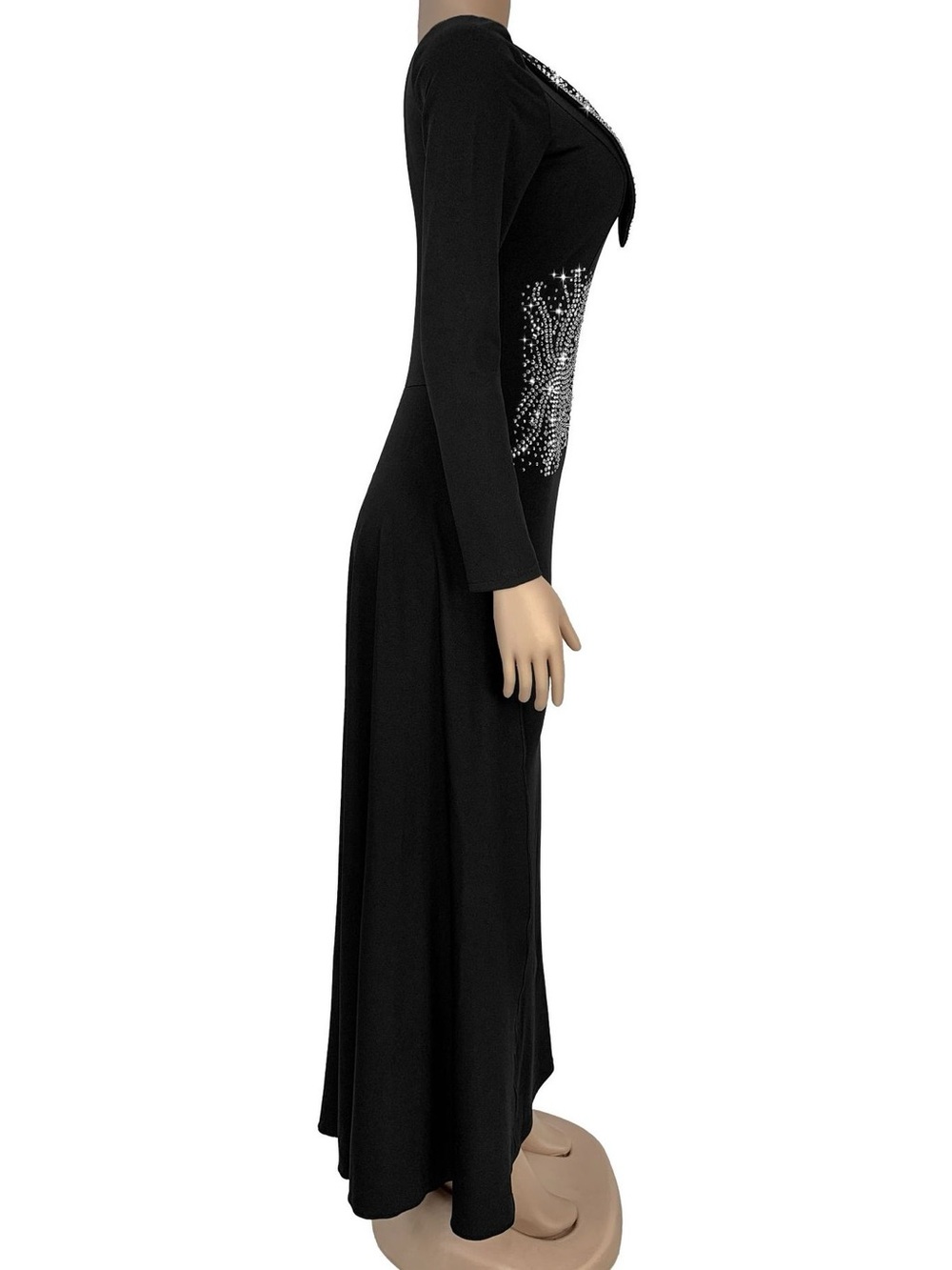 Slit Rhinestone One Shoulder Maxi Dress - Picture 5 of 7